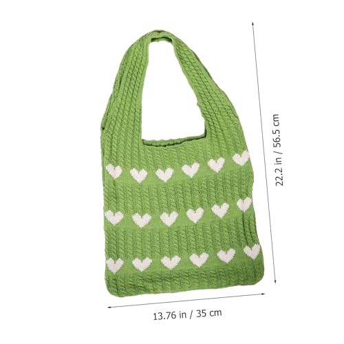 Gatuida Häkeltasche Damen Handtasche mit Herzmuster Gestrickt Grüne Schultertasche Vielseitig Tragbar als Umhängetasche und Stofftasche für Alltag Sommer Strand und Freizeit von Gatuida