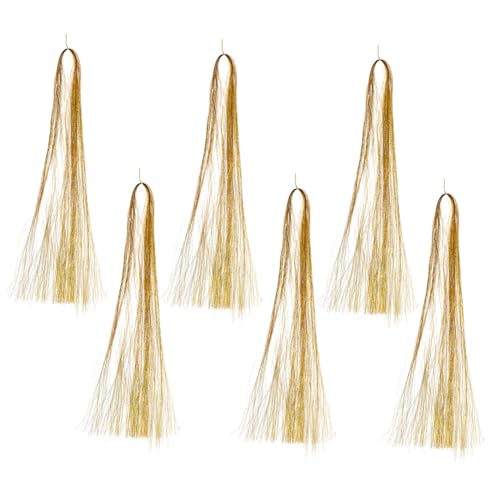 Gatuida Hair Tinsel Set mit Unsichtbarer Extension Technologie Glitzernde Metallic Strähnen Holz Häkelnadel Mikro Ringe Schwarz und Braun Clips für Stilvolle Haarverlängerungen bei Partys von Gatuida