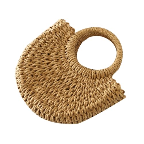 Gatuida Halbmondförmige Strandtasche Damen Geflochtene Sommer Handtasche Leichtes Stroh Material Outdoor Pouch Stilvolle Umhängetasche für Freizeit und Strand von Gatuida