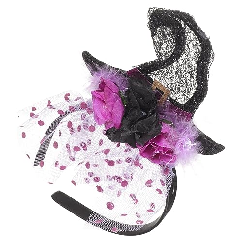 Gatuida Halloween Haarreif Hexenhut aus Spitze und Samt Leichtes Party Haarschmuck für Erwachsene Dekoratives Cosplay Accessoire für Halloween Karneval und Festtagsfeiern von Gatuida