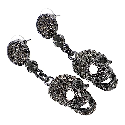 Gatuida Halloween Ohrstecker Skull mit Perlen Retro Exaggerated Ohrschmuck Trendige Alloy Ohrhänger für Damen Lustige Party Accessoires Robust und Vielseitig für Alltag und Festlichkeiten von Gatuida