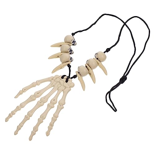 Gatuida Halloween Schädel Anhänger Halskette mit Handknochen Dekoration Einzigartiger Schmuck für Kostümpartys Maskeraden und Tägliche Outfits von Gatuida