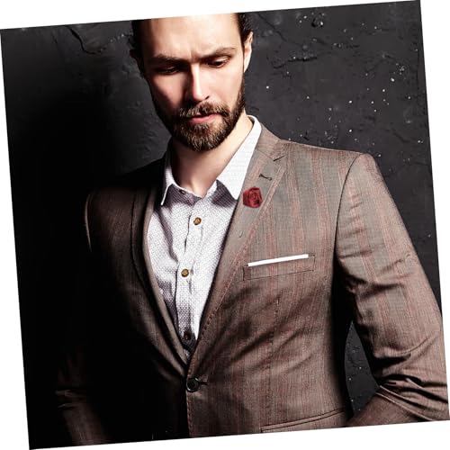 Gatuida Handgefertigte Boutonniere Brosche Weinrot für Herren Reversanstecker Anzug Blume Stofflegierung Anstecknadel als Krawattennadel und Kleidungsdeko von Gatuida
