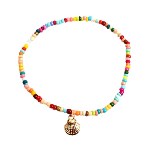 Gatuida Handgefertigte Bunte Fußkette Damen Hawaii Muschel Fußkettchen Strand Schmuck mit Perlen Langlebige Legierung Modisches Sommer Accessoire für Urlaub und Reisen von Gatuida