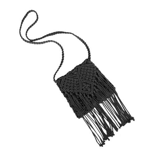 Gatuida Handgefertigte Damen Crossbody Bag mit Verstellbarem Schultergurt Kleine Boho Umhängetasche aus Gewebtem Baumwollseil Vielseitige Strandtasche mit Modischen Quasten für Reisen und von Gatuida