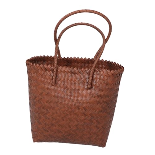 Gatuida Handgefertigte Damen Schultertasche aus Imitat Rattan Geflochtene Strohtasche mit Langem Tragegurt Leichte Robuste Boho Tote für Strand Alltag Einkaufen und Reisen von Gatuida