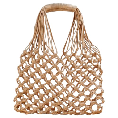 Gatuida Handgefertigte Handgewebte Strohtasche in Khaki Leichte Langlebige Strandtasche für Damen Geräumige Umhängetasche mit Einzigartigem Hohlmuster Modische Alltags Urlaubstasche von Gatuida