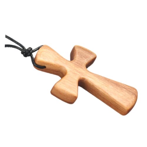Gatuida Handgefertigte Holz Kreuzkette mit Feiner Handgravur Langlebiges Olivenholz Eleganter Christlicher Anhänger für Damen und Herren Stilvolles Religiöses Schmuckstück von Gatuida