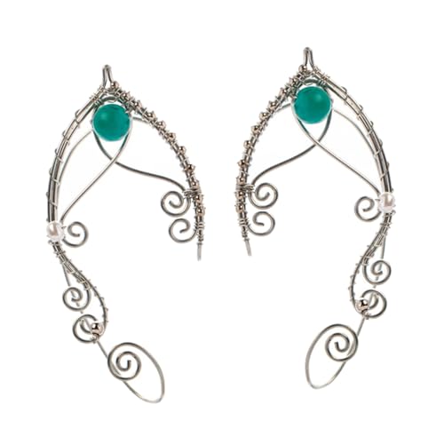 Gatuida Handgefertigte Perlen Ohrclips Damen Ohrschmuck Kupfer Ohrmanschetten Fairy Ohrringe für Hochzeit Festival Cosplay Geschenk von Gatuida