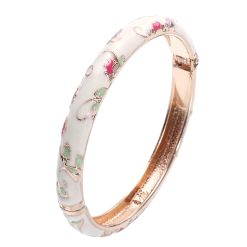 Gatuida Handgemachtes Blumenarmband Damen Verstellbarer Offener Manschettenarmreif Ethno stil Modischer Schmuck Weiß für Alltag und Geschenk von Gatuida