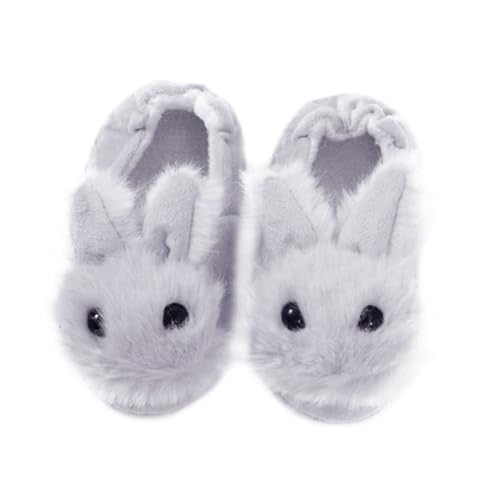 Gatuida Hausschuhe Warm Kuschelige Rutschfeste Kaninchen Pantoffeln Weiche Plüsch Winterpantoffeln für Herbst und Winter Bequeme Leichte Baumwoll Hauspuschen Graue Kinderschuhe von Gatuida