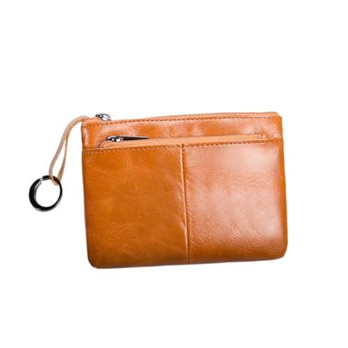 Gatuida Herren Kurzgeldbörse aus Echtem mit Reißverschluss Multifunktionale Handgelenktasche Münzfach Kartenhalter Tragbar mit Haken in Hellbraun von Gatuida
