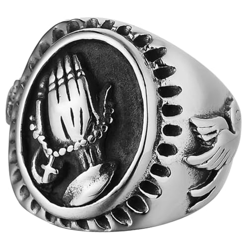 Gatuida Herren Praying Hands Ring aus Titaniumstahl Modischer Fingerring mit Kreativem Design Stilvoller Schmuck für Besondere Anlässe Wie Weihnachten Geburtstag Party Geschenkidee von Gatuida