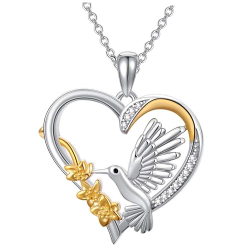 Gatuida Herz Anhänger Halskette mit Kleinem Vogel Charm Vergoldete Kette für Damen Zarte Clavicle Kette Elegantes zu Geburtstag und Valentinstag von Gatuida