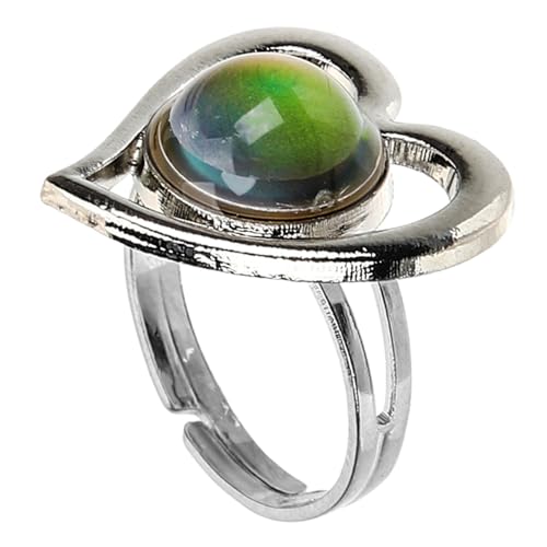 Gatuida Herz Farbwechsel Ring Damen Verstellbar Leichter Legierungsring Modeschmuck Schmuck mit Stimmungsstein für Alltag und Party von Gatuida