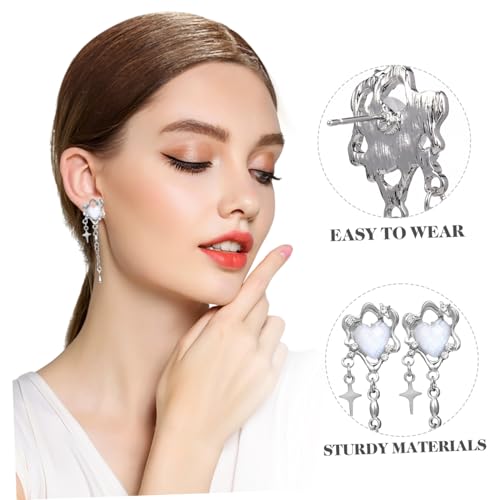Gatuida Herz Ohrringe Damen Hängend Statement Schmuck Alloy Sterlingsilber Optik Star Design Vielseitig für Alltag Party Hochzeit von Gatuida