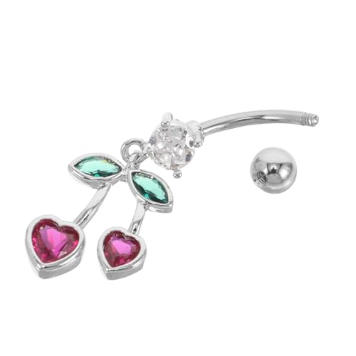Gatuida Herz kirsche Bauchnabelring aus Edelstahl Kleines Süßes Bauchnabelpiercing Schmuckstück für Damen Hautfreundlich Langlebig und Modisches Nabelaccessoire von Gatuida