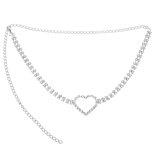 Gatuida Körper Beinkette Mit Strass Herz Oberschenkel Kette Damen Beinschmuck Dekorativ Finish Für Bikinis Badeanzüge Sommertops von Gatuida