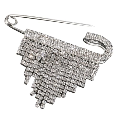 Gatuida Herzförmige Metallbrosche mit Strasssteinen Kreativer Dreieck Quasten Anstecker Damenbrosche für Businessanzug und Festliche Kleidung von Gatuida