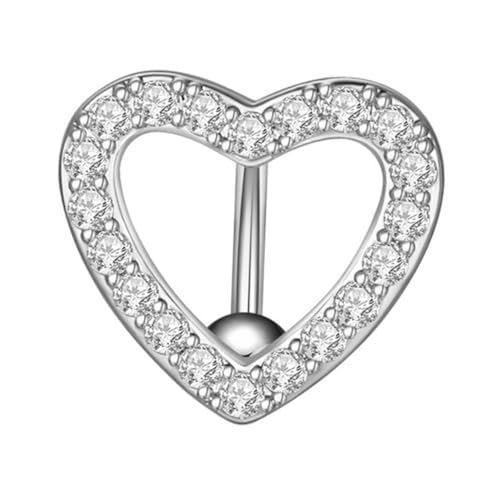 Gatuida Herzförmiger Bauchnabelring aus Edelstahl mit Zirkonia Glatte Oberfläche Hautfreundlich Modisches Body Piercing Schmuckstück für Damen Langlebig und Rostfrei von Gatuida