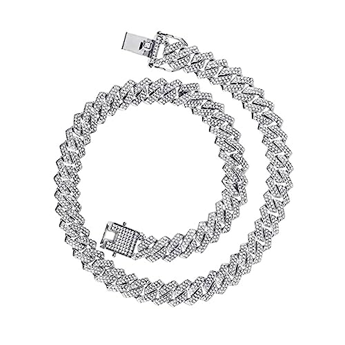 Gatuida Hip Hop Halskette Herren Silber Kubanische Gliederkette Strassbesetzt Glänzende Link Chain Schmuck für Männer Alltag und Party Gatuida Hip Hop Halskette Herren Silber Kubanische Gliederkette Strassbesetzt Glänzende Link Chain Schmuck für Männer Alltag und Party von Gatuida