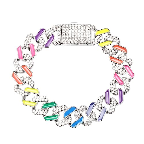 Gatuida Hip Hop Style Diamantbesetztes Unisex Armband Weißgold Überzogen Eleganter Regenbogen Schmuck für Männer und Jugendliche für Valentinstag und Jubiläen von Gatuida