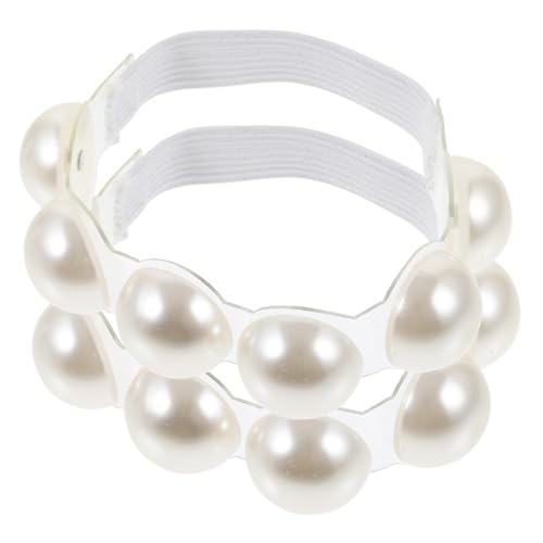 Gatuida Hochwertige High Heels Schuhriemen mit Großen Perlen Verstellbar Transparent Weiß Elastisch Lose Fersenriemen für Damen Komfortabel und Rutschfest Geeignet für Absatzlose Schuhe von Gatuida