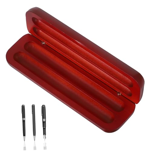Gatuida Holz Stiftbox mit Zwei Fächern Eleganter Füllfederhalter Organizer für Büro Zuhause und Reisen Rote Holzaufbewahrung für Sammler und Schreibwaren von Gatuida