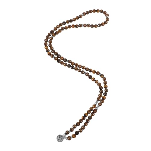Gatuida Holzperlenkette Mit Steinanhänger Perlenkette Für Damen Lotus Anhänger Halskette Aus Vielseitig Einsetzbar Als Schmuckstück Oder Armband von Gatuida