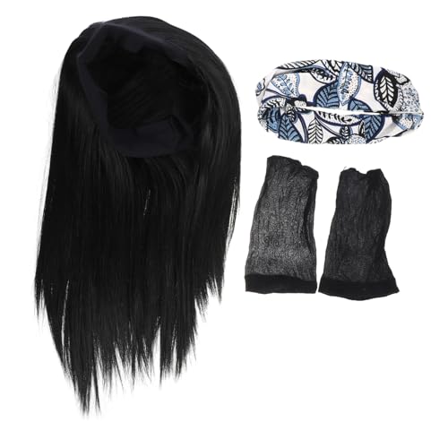 Gatuida Human Hair Headband Wig Damen Fake Hair Mittelgroß Natürliche Farbe Weich Hautfreundlich Lang Glatt für Party Alltag und Themenveranstaltungen von Gatuida