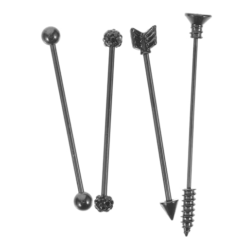 Gatuida Industrielle Barbell Ohrstecker aus Design Doppelte Ohrlöcher Knorpelpiercing Schmuck Schwarz für Damen und Herren von Gatuida