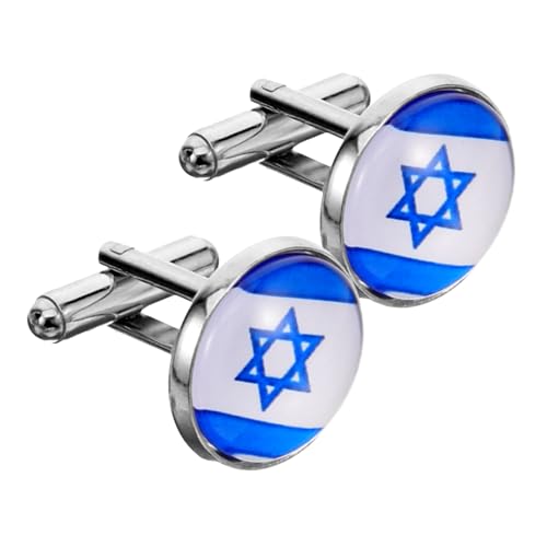 Gatuida Israel Flag Manschettenknöpfe Herren Hemd Schmuck Elegantes Design Langlebiges Material Nationalstolz Anzug Accessoire für Formelle Anlässe und Alltag von Gatuida