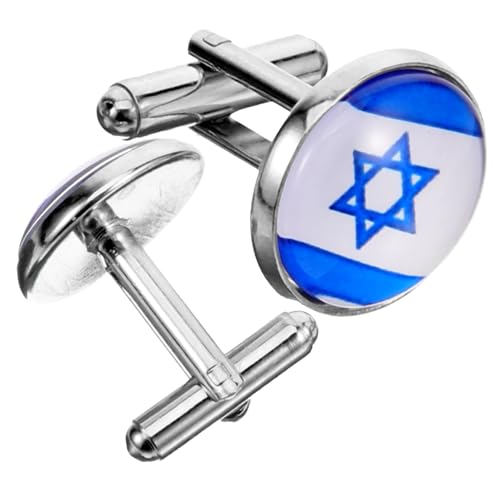 Gatuida Israel Manschettenknöpfe Herren mit Flaggenmotiv Hemdarmband Verzierung Langlebige Komfortable Ansteckknöpfe für Business und Festtagsanzug von Gatuida