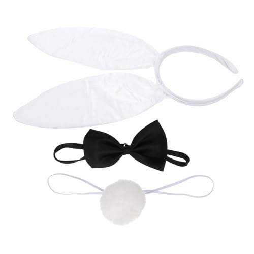 Gatuida Kaninchen Ohr Kopfschmuck Satz für Damen 1 Satz Hasenohren Haarband mit Fliege Kostüm Requisiten für Halloween Karneval Kostümparty Hase Cosplay Zubehör von Gatuida