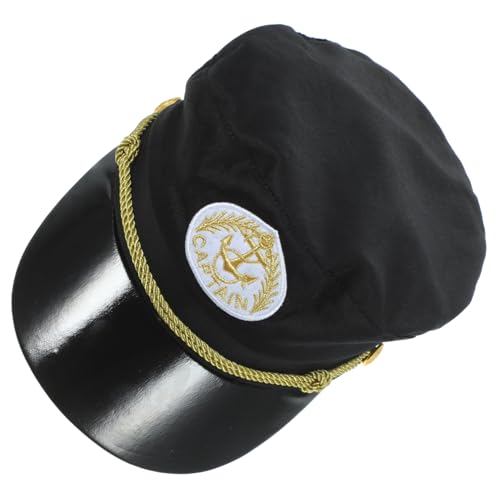Gatuida Kapitänsmütze Schwarz Baumwolle Cosplay Kostümhut für Karneval Fasching Bootsparty Nautische Themenparty und Events Geeignet von Gatuida