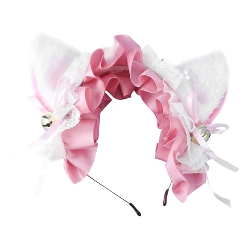 Gatuida Katzenohren Haarreif mit Spitzen und Glöckchendekor Bezauberndes Party Kostümzubehör für Damen Weiches Langlebiges Material für Cosplay Karneval und Festliche Anlässe von Gatuida