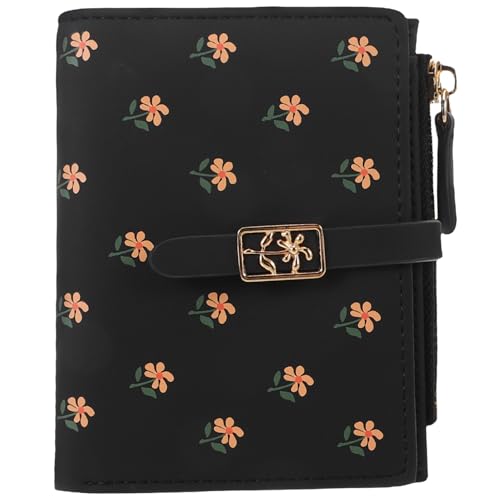 Gatuida Kawaii Kreditkartenetui für Damen Faltbares Geldbörsen Design mit Reißverschluss Münzfach Schwarz für Reisen und Alltag von Gatuida