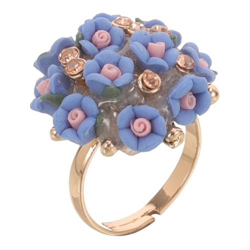 Gatuida Keramikblumenring Damen Vintage Retro Simulierte Blüten Schmuck Verstellbare Fingerringe Langlebig für Alltag Geschenk Schmuckaccessoire von Gatuida
