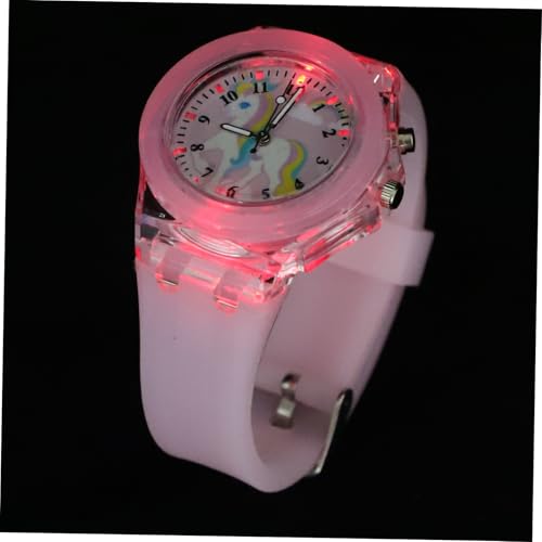 Gatuida Kinderuhr Einhorn Motiv Silikon Armbanduhr für Jungen Mädchen Verstellbares Band Weiches Material Leicht Ablesbar Lernuhr mit Nachtleuchtfunktion Rosa von Gatuida