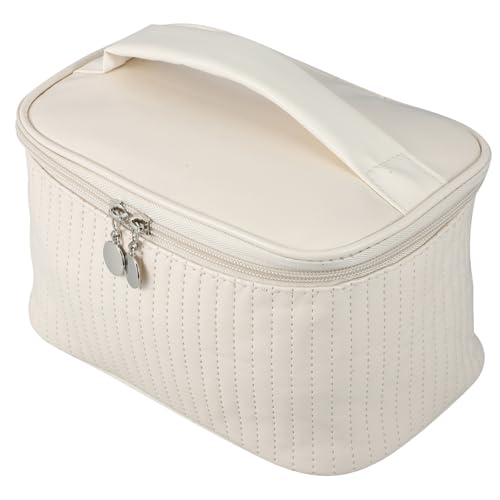 Gatuida Kleine Tragbare Kosmetiktasche Beige für Damen Multifunktionale Kulturtasche und Reise Organizer Kompakte Aufbewahrungstasche für Make Up Schlüssel Karten und Toilettenartikel für von Gatuida