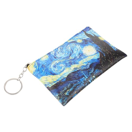 Gatuida Kleines Münzbeutel Damen PU Geldbörse mit Reißverschluss Kunstmotiv Schlüsselanhänger Tasche für Münzen und Kleine Gegenstände für Täglichen Gebrauch von Gatuida