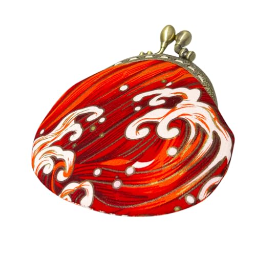 Gatuida Kleines Münzgeldbörse Damen Handliches Portemonnaie mit Dekorativem Wellenmuster Kompakt und Vielseitig für Münzen Schmuck und Kleine Essentials Stilvolles Rotes Design von Gatuida