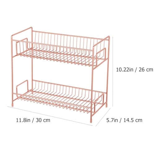 Gatuida Kosmetik Organizer aus Eisen mit Doppeltem Fach Robustes Desktop Aufbewahrungsregal für Make up und Hautpflege Praktisches Aufbewahrungssystem für Büro und Zuhause Roségoldfarben von Gatuida