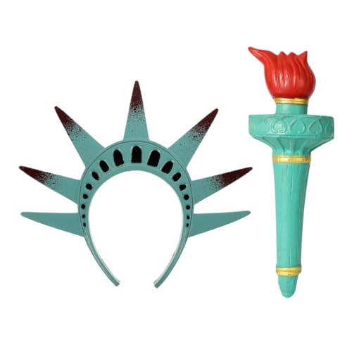 Gatuida Kostümzubehör Freiheitsstatue Stirnband Fackel Accessoire Für Halloween Cosplay Stilvolles Diadem Für Patriotsiche Partys Und Bequem von Gatuida