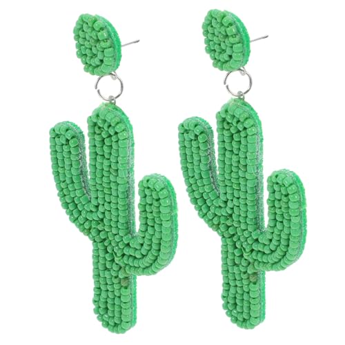 Gatuida Kreative Cactus Ohrhänger aus Handgefertigten Perlen Grüne Boho Dangle Ohrringe für Damen Modischer Ohrschmuck Leicht Kombinierbar und Vielseitig für Alltag und Party von Gatuida