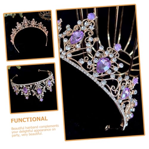 Gatuida Kristallhochzeitskrone Braut Tiara Wasserfarben Goldviolett Strassbesetzt Mädchen Haarschmuck für Hochzeit Geburtstag Party Fest Anlass von Gatuida
