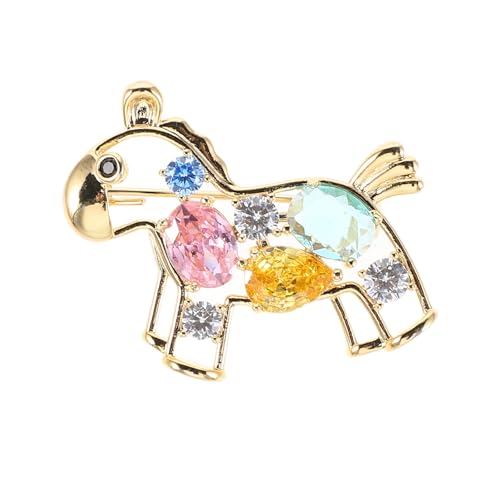 Gatuida Kristallpferd-Brosche aus Kupfer – Kleiner Tier-Anstecker – Western-Cowgirl-Reiter-Schmuck – Funkelndes Accessoire für Hochzeit, Hut, Schal oder Tasche von Gatuida