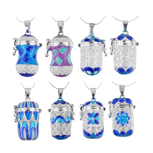 Gatuida Kupferlegierung Aromatherapie Anhänger mit Hohlprägung Blauer Öl Diffuser Halter DIY Parfüm Flakon Halskette Tragbarer Ätherischer Öl Behälter Geschenk für Damen von Gatuida