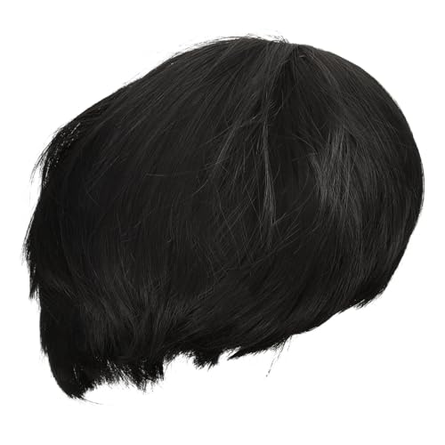 Gatuida Kurze Gerade Perücke mit Damen Kopfhaube Schwarze Synthetische Kurzhaarperücke mit Elastischem Mesh Hautfreundlich Leicht und Glänzend für Kostümpartys und Alltag von Gatuida