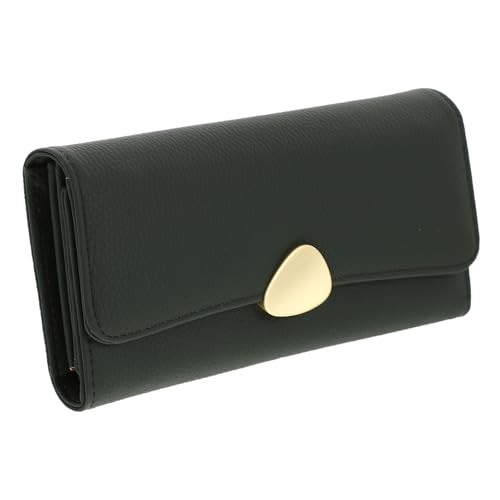 Gatuida Lange Damen Geldbörse aus Grünem PU mit Reißverschluss Kartenhalter und Münzfach Schlankes Portemonnaie für Alltag Schule Shopping und Arbeit Langlebig und Kompakt von Gatuida